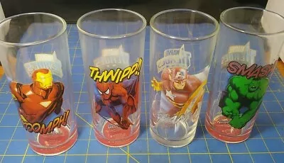 $40 • Buy Set Of 4 Marvel Heroes Glasses “Spiderman, Hulk, Captain America” 3E Direct