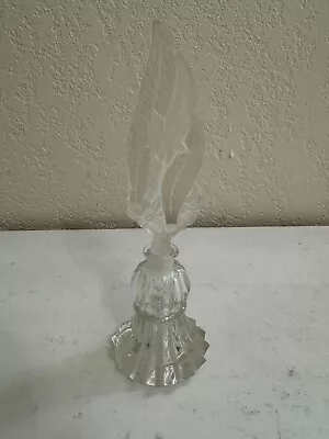 Vintage Czech Glass Or Crystal Perfume Bottle W/ Flower Design Stopper • $45