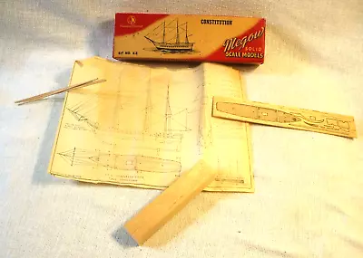 Vintage MEGOW SOLID SCALE CONSTITUTION  MODEL Kit K 2 Balsa Wood  NOS  • $18.99