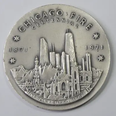 1971 Medallic Art Co Chicago Fire Centennial .999+ Silver Medal 2.5  134.6g • $210