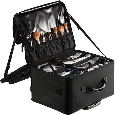 VEVOR Rolling Makeup Train Case Large Storage 3 Tiers With Handle Wheels • £98.39