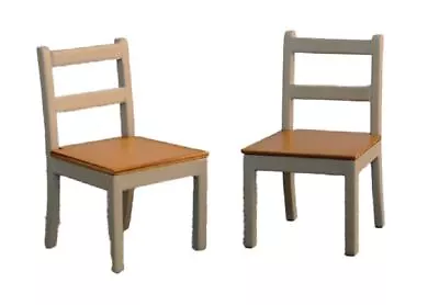 Dolls House 2 Grey & Pine Dining Chairs Modern Miniature Kitchen Furniture • $14.92