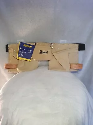 Irwin Split Leather Tool Apron 5 Pocket Adjustable Polypropylene Belt USA Brand • $49.95