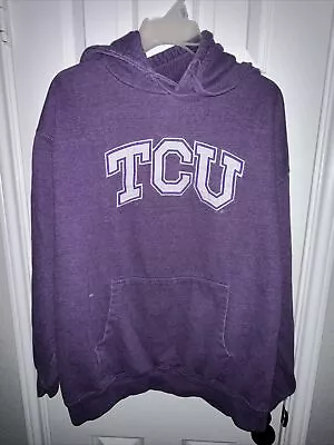 Vintage Old Varsity Brand OVB TCU Horned Frogs Hoodie Sweatshirt Large L • $23.78