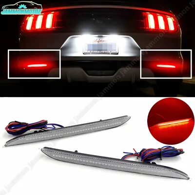 Clear Lens Red LED Rear Bumper Brake Reflector Lights For 2015-2017 Ford Mustang • $39.99