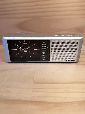 SANYO Clock Radio  Silver  Vintage AM Transistor Radio (Model # RPM 5002) JAPAN • $29.99