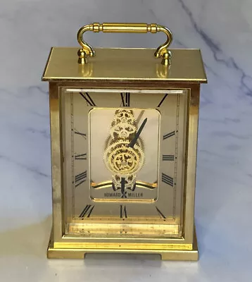 Vintage Howard Miller Battery Mantel Clock Gold Brass Model No 612808 WORKS • $34.99