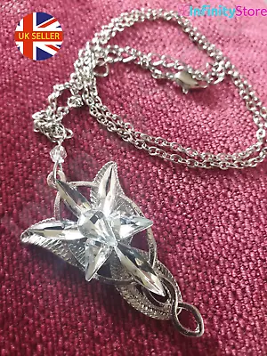 Lord Of The Rings Silver Evanstar Necklace LOTR Pendant Jewellery Arwen GIFT BAG • £6.69