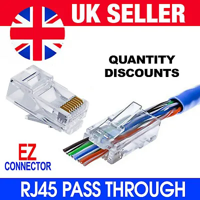 £5.95 • Buy RJ45 Cable Crimp End Pass Through EZ Connectors Network Lan CAT5e CAT6 Wholesale