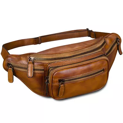 Genuine Leather Vintage Men Wome Waist Pack Fanny Pack Sling Bag Crossbody Bag • $135