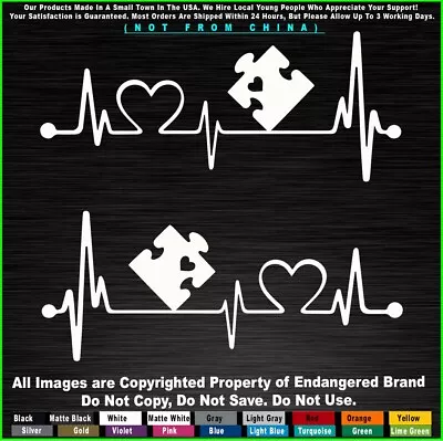 Autism 2 Heartbeat Puzzle Different Not Less Awareness Car Truck Sticker Decal • $5.99