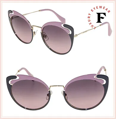 MIU MIU NOIR MU57TS Cut Out Gold Pink Grey Cat Eye Metal Sunglasses 57T Women • $180