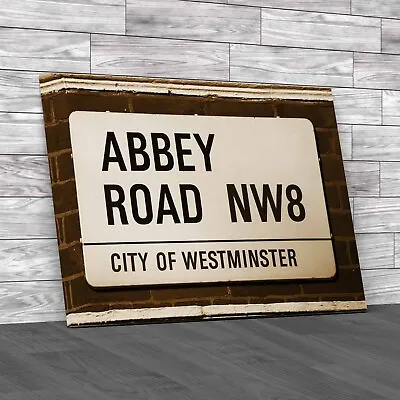 Abbey Road Street Sign Sepia Canvas Print Large Picture Wall Art • £14.95