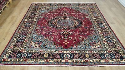 Large Medallion Vintage 100% Pure Wool On Cotton Handmade Rug 292 X 205 Cm • £295