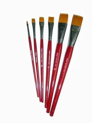 Single Red Flat Synthetic Sable Substitute Paint Brushes With Multi Buy Discount • £3.10