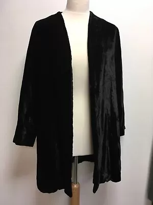 Vintage Black Velvet Open Coat Jacket S/M • $34.81