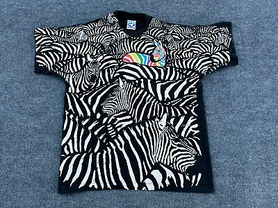 Vintage 1993 Liquid Blue AOP All Over Print Graphic Print Zebra T-Shirt Size XL • $69.99