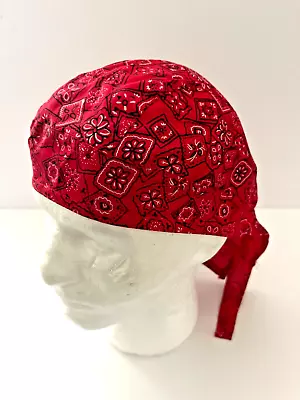 Red Paisley Headwrap 100% Cotton Doo Rag Bandana Skull Cap Du Rag • $7.49