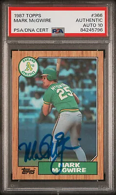 1987 A's Mark McGwire Signed ROOKIE Card Topps #366 PSA AUTO 10 RC Vintage Sig • $249