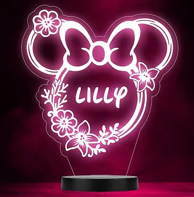 Minnie Mouse Floral Personalised Gift Colour Changing Led Lamp Night Light • £17.81