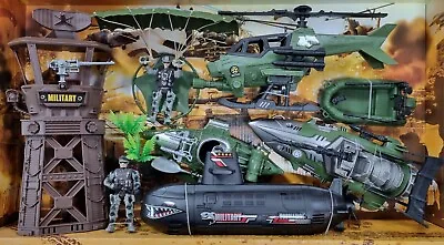 XLarge Army Vehicles Helicopter Combat Figures Toy Play Set Military Girls Boys • £30.99