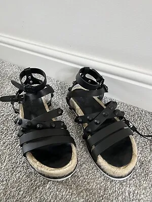 Kendall + Kylie Black Studded Leather Sandals UK 5  • £5
