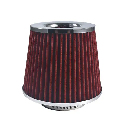 Red 3  76mm Performance High Flow Cold Air Intake Cone Replacement Dry Filter • $13.99