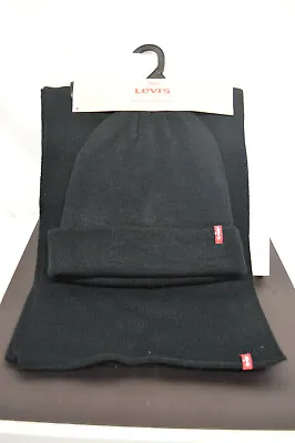 NEW Levi's Men's Beanie Hat And Scarf Set One Size New BLACK • $18.99