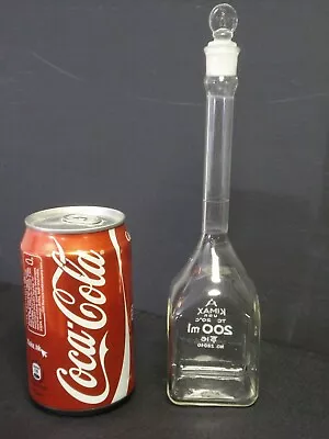 Vtg 200ml Kimax Volumetric Chemistry Science Lab Glass Bottle Apothecary Stopper • $42.99