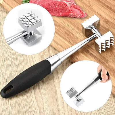 Stainless Steel Meat Mallet Tenderizer Steak Beef Chicken Hammer Kitchen Tool • £9.49