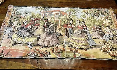 Vintage Belgium Tapestry Street Scene  18”x34” • $40