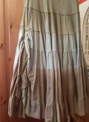 £15.99 • Buy Maxi Dip Dye Cotton Tiered Gypsy Peasant Boho Festival Hippy Skirt 32  Hitch