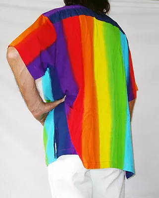 Rainbow-coloured Mens Loud Hawiian Shirt Stag Night Summer Holiday Fancy Dress • £16.97