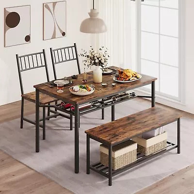 Dining Table Set For 4Kitchen Table And 2 Chairs With Storage Bench For Kitchen • $184.55