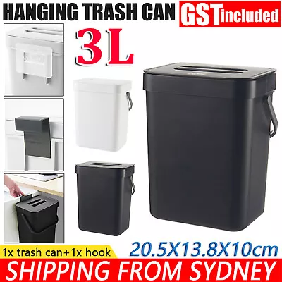3L Waste Trash Can Cupboard Door Hanging Wall Mounted Kitchen Rubbish Bin AUS • $16.99