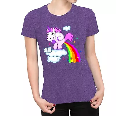 1Tee Womens Unicorn Pooping Rainbow Juice From The Clouds T-Shirt • £7.99