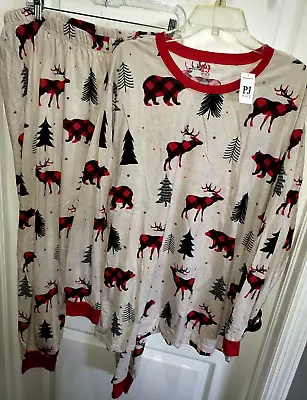 Big Mens New Nwt Xxl Christmas Pajamas The Place Msrp 59.95 Bears Red Moose 2 Pc • $11.96