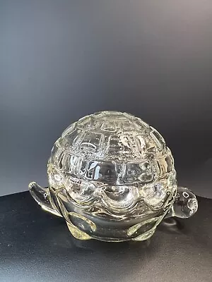 Vintage Anchor Hocking Clear Glass Turtle Trinket Dish With Dome Shell Lid 3.5” • $10