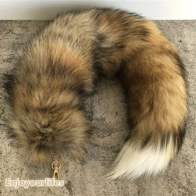 70cm/27.5  Long Real Fox Fur Tail Keychain Adult Games Furry Cosplay Toy Pendant • $8.08