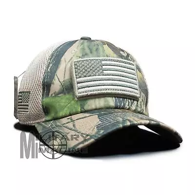 USA American Flag Hat Hunter Khaki Camo Hunting Cap Detachable Patch Micro Mesh • $14.99