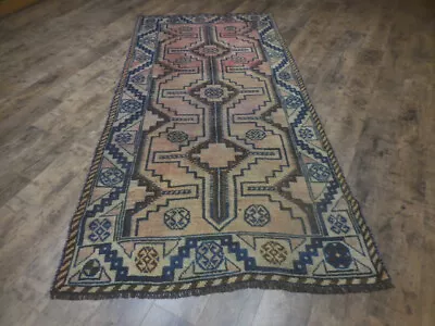 Tribal Geometric Vintage Turkish Rug Farmhouse Handmade Oriental Rug 3.9x7.7 Ft • $0.99