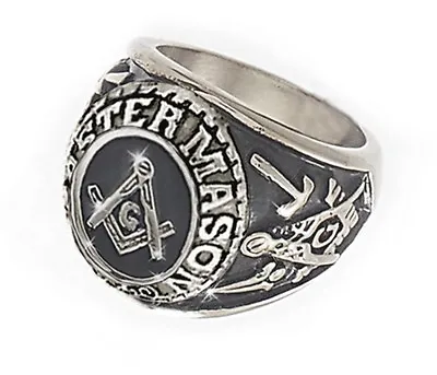 Free Mason Ring - Freemasonry College Style Stainless Steel Mens Masonic Rings  • $30.24