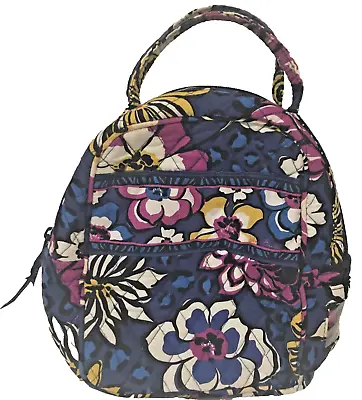 Vera Bradley Insolated Lunch Bag Tote African Violets Blue Purple Double Handle • $16.99