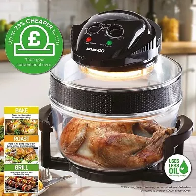 £36.99 • Buy Daewoo Deluxe 17 L 1300 W Halogen Convection Oven Cooker Air Fryer Extender Ring