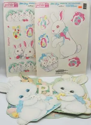Vintage Lot Of Easter Decorations Static Cling Etc. Easter Bunnies 1980's 1990's • $97.17