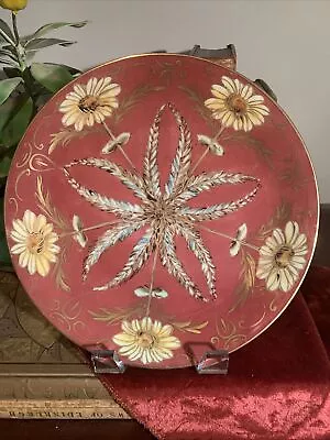 T V Limoges Porcelain Gilded Handpainted Cabinet Plate Signed H E M Daisy Design • $75