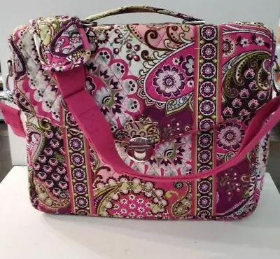 Vera Bradley Very Berry Pattern Quilted Attache Briefcase Laptop Messenger Bag • $24.99