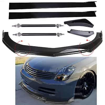 Front Bumper Lip Spoiler Splitter + Side Skirts + Rear Lip For Infiniti G35 G37 • $99.99