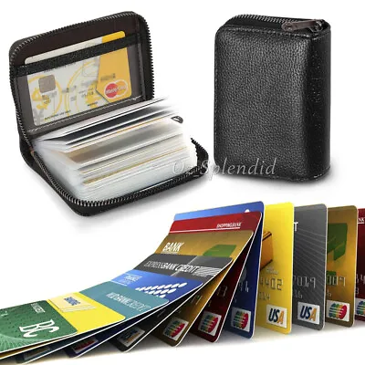 Mini Credit ID 22 Card Holder Zipper Wallet PU Leather Slim Pocket Business Case • $6.95