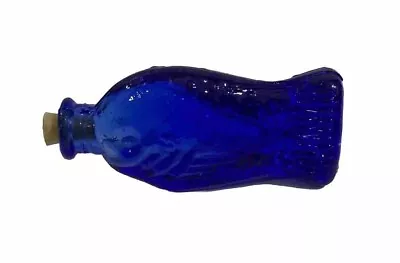 Miniature  Cobalt Blue Glass Fish Shaped Bottle With Cork  Taiwan 2”L  Braden • $10.73